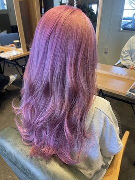 ムード マグ レーベル 南松本(MOOD Mag Label) 透明感カラー★ダブルカラーブリーチピンクラベンダー