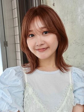 ガーデンヨコハマ(GARDEN YOKOHAMA) コーラルオレンジ ミディアムヘア シースルーバング