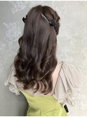 ハーフアップヘアセット結婚式お呼ばれヘアセットダウンスタイル