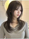 韓国風/レイヤー/前髪カット/オリーブ/透明感/ハッシュカット