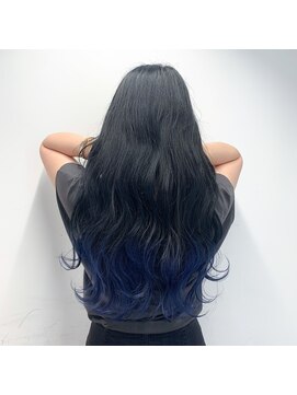 アソビセカンド 原宿(ASOBI 2nd) 波ウェーブ ロング グラデーション 青