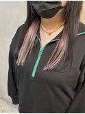 エクステ付けたままカラー/インナーピンク/暗髪