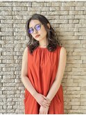 ミディアムレイヤーカット×ナチュラルパーマ＊地毛風カラー