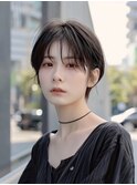 イメチェン 外ハネ ボブ 美髪 ワイドバング ブルーブラック