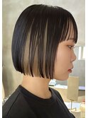 20代30代40代小顔カットインナーカラー透け感ナチュラルボブ