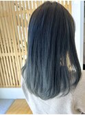 伸ばしかけセミロングヘア×アッシュグラデーション