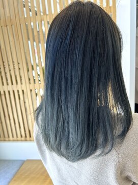 アンバイヘアー 蘇我店(and by hair) 伸ばしかけセミロングヘア×アッシュグラデーション