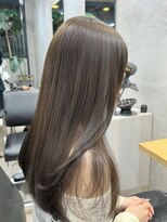 トゥイン 八王子(TWIN)&nbsp;オリーブグレー暗めカラーレイヤーカット黒髪韓国ヘア髪質改善