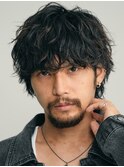 大分強めシャドウパーマメンズカットシースルーラウンドマッシュ