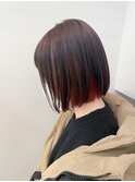 まとまるボブ★レッドピンクのインナーカラー