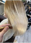 ハイダメージ毛の髪質改善美髪ストレート/ホワイトブリーチ