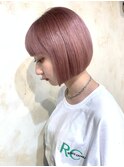 ピンクベージュ/髪質改善ストレート/ボブ/学割U24/京都/河原町9