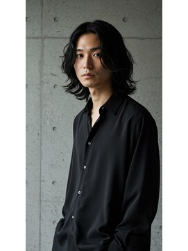 フルショウ 苦楽園店(FURUSHO) コンマセンターパート×ルーズパーマロング　チャコールグレー