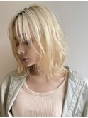 ミルクティーグレージュ暗めアッシュブラウン長めボブ結べるボブ