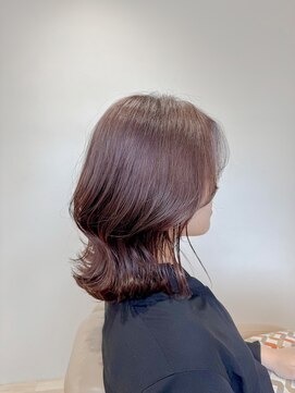 エアー(Air) 顔周りミディアムレイヤーカットブリーチなしダブルカラー