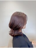 顔周りミディアムレイヤーカットブリーチなしダブルカラー