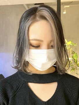 エリマ 武蔵小杉(elima) 武蔵小杉フェイスカラーホワイトベージュ前髪なしレイヤーボブ