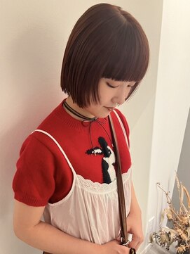 レッドブラウン/ボブ/レイヤーカット