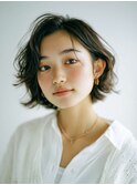 ミルクブラウン/ダークパープル/ナチュラルショート/夏/センター