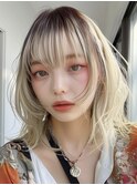 イメチェン外ハネボブ美髪ブルーブラックワイドバング