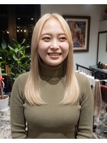 グッドフェローズ キタホリエ(GoodFellas kitahorie) 自然なワンレンハイトーンストレートレイヤーブリーチ艶感
