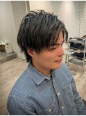 スパイラルパーマ×ショートウルフアップバング