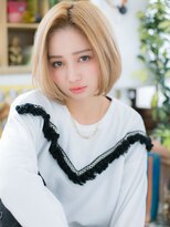 カバーヘア ブリス 志木南口駅前店(COVER HAIR bliss)&nbsp;ヘルシーブロンド前下がり切りっぱなしボブc6志木10代20代30代