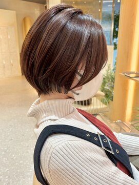 グリッター 仙台中央店(GRITTERs) レイヤーボブ マッシュショート マロンベージュ 艶カラー