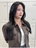 ロング レイヤーカット オリーブグレージュ 透明感 10代20代
