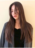 顔周りカット 韓国風ヘア レイヤーカット ストレート 艶髪 20代