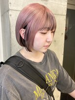 サンクプロジェクト(cinq PROJECT) 韓国ヘア顔周りレイヤーボブミルクティーベージュピンクカラー