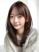 アルバム 銀座(ALBUM GINZA) ロング顔周りレイヤー韓国ヘアココアベージュ_F21280