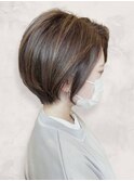 春色ふんわりハイライト白髪染め×美髪ボブ◎30代40代透明感