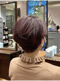 耳かけショート/丸みショート/ピンクブラウン/大阪/梅田/茶屋町