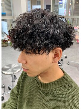 ジーニー 本厚木(Genie) 波巻きアッシュブラック/ハイライト/マッシュパーマ/ウルフ