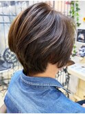20代30代40代大人3Dカラーアッシュブラウン立体感ショート