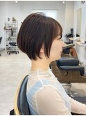 ☆秋色くすみベージュ黒髪ボブルフネビージュ小顔ワンレン[船橋