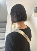 大平/切りっぱなしボブ縮毛矯正ストレートグレージュミニボブ