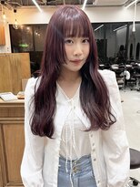 esu西梅田/髪質改善/韓国/ダブルカラー/イルミナカラー/顔周りカット【エス】&nbsp;ボルドーカラー