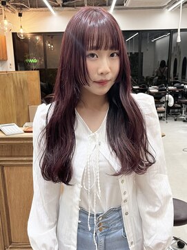 esu西梅田/髪質改善/韓国/ダブルカラー/イルミナカラー/顔周りカット【エス】 ボルドーカラー