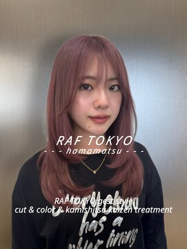 ラフトウキョウ 恵比寿店(RAF TOKYO) ワンカールミディアムレイヤー×1ブリーチピンクベージュ