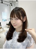 大人ガーリーダークアッシュ似合わせカットミディアムレイヤー