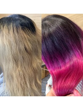 ヘアーメイク トレコローリ(hair make trecolori) 【trecolori 津田沼】グラデーションピンクラベンダー