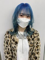 レコ 渋谷(LECO)&nbsp;水色グラデーションのシャギーウルフ