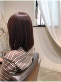 切りっぱなし　ミディアム×オレンジベージュ×透明感　髪質改善