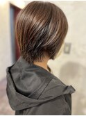 束感と毛流れショートボブ