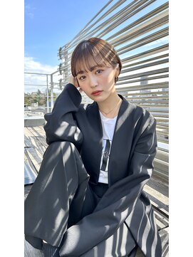 ムード カナザワ(mood kanazawa) ハンサムショート×ワイドバングシアーカラー/オリーブベージュ