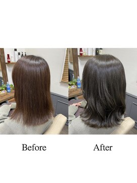 カミケン 清明店(kamiken.) 外国人風オリーブアッシュゆるふわ外ハネヘア【カミケン清明店】