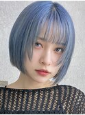 "ハイトーンブルー×ボブ