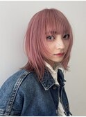 ピンクカラー/レイヤーカット/ハイトーン